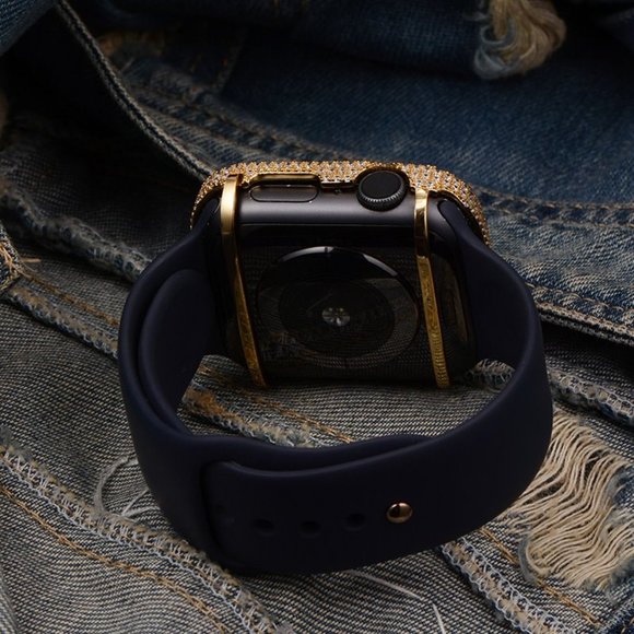 EMJ Bling Apple Watch Series 7 Gold Bezel Case Cover Face Bumper 41/45 mm - Picture 3 of 5